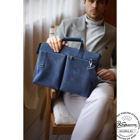 Кожаная деловая сумка "Стюарт" (тёмно-коричневый крейзи)